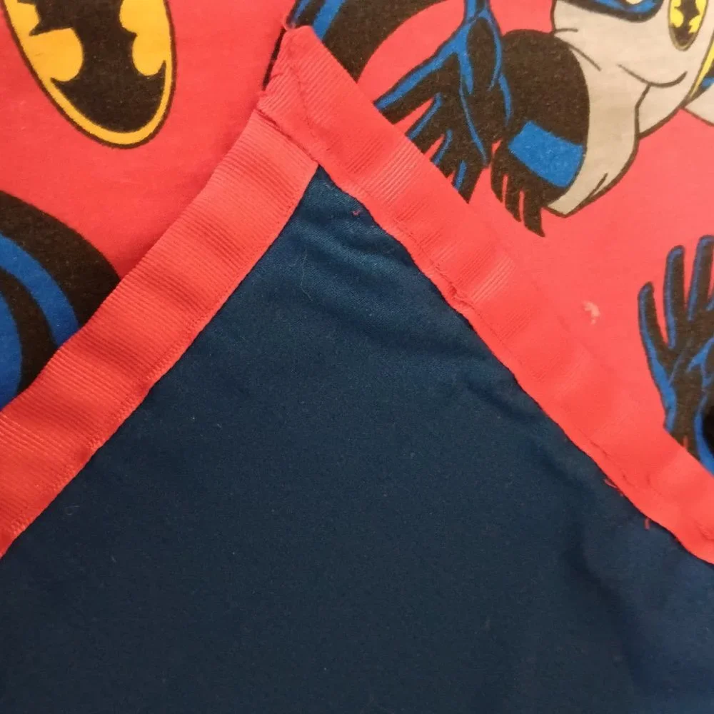 Handmade Batman Quilt Blanket Red Blue Grey Reversible